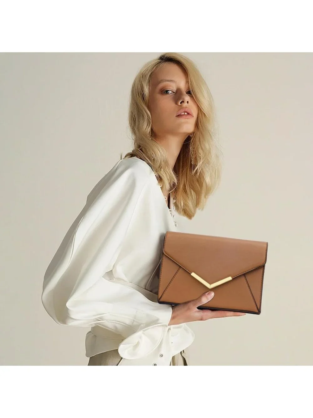 👜 Women's Brown Faux Leather Evening Handbag Party Wedding Prom Clutch Purses